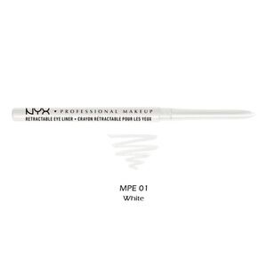 Lot of 3 NYX Retractable Eyeliner Pencils White Full Size Eye Makeup